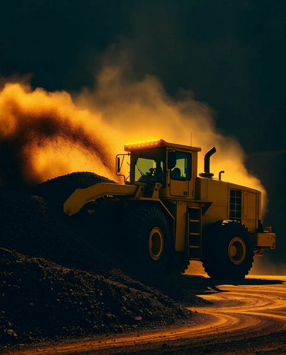 Wheel loader hauling earth